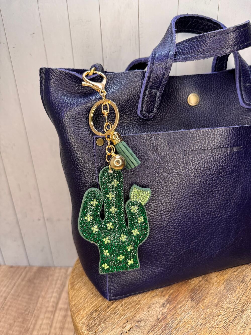 Sparkly Cactus Purse Charm Sequins Green Cactus Bag Charm Fun Charm Fast Ship